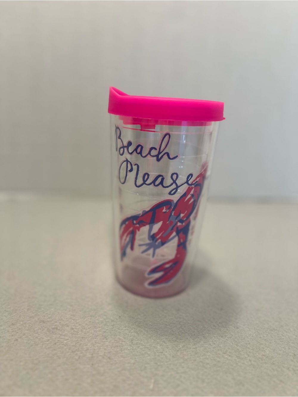 NEW LILLY PULITZER Tumbler Mermaid BEACH PLEASE Cup 6 inches Pink Top lobster